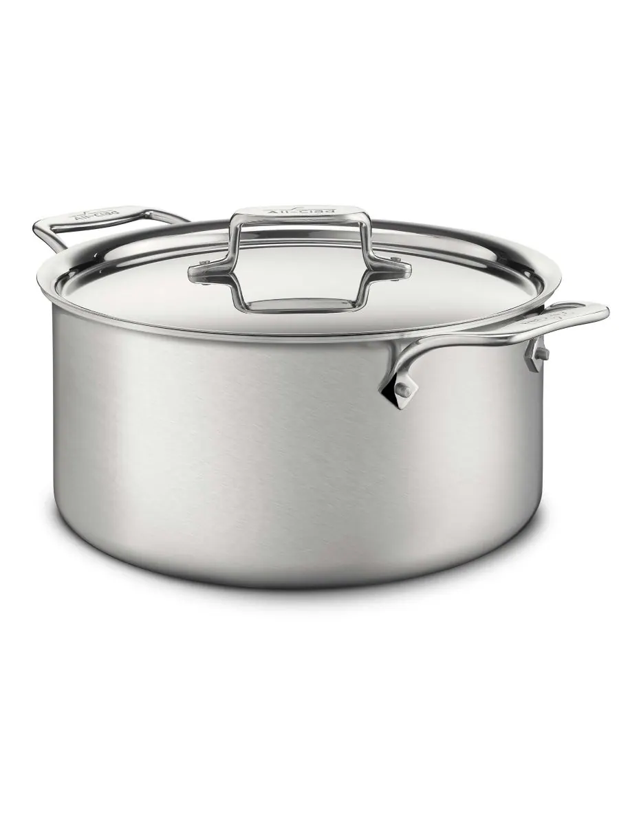 All-Clad Кастрюля с крышкой D5 из матовой нержавеющей стали, 8 кварт (около 2,8 л) — серебристый