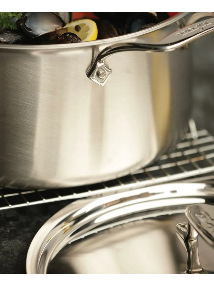 All-Clad Кастрюля с крышкой D5 из матовой нержавеющей стали, 8 кварт (около 2,8 л) — изображение 9 из 9, серебристый