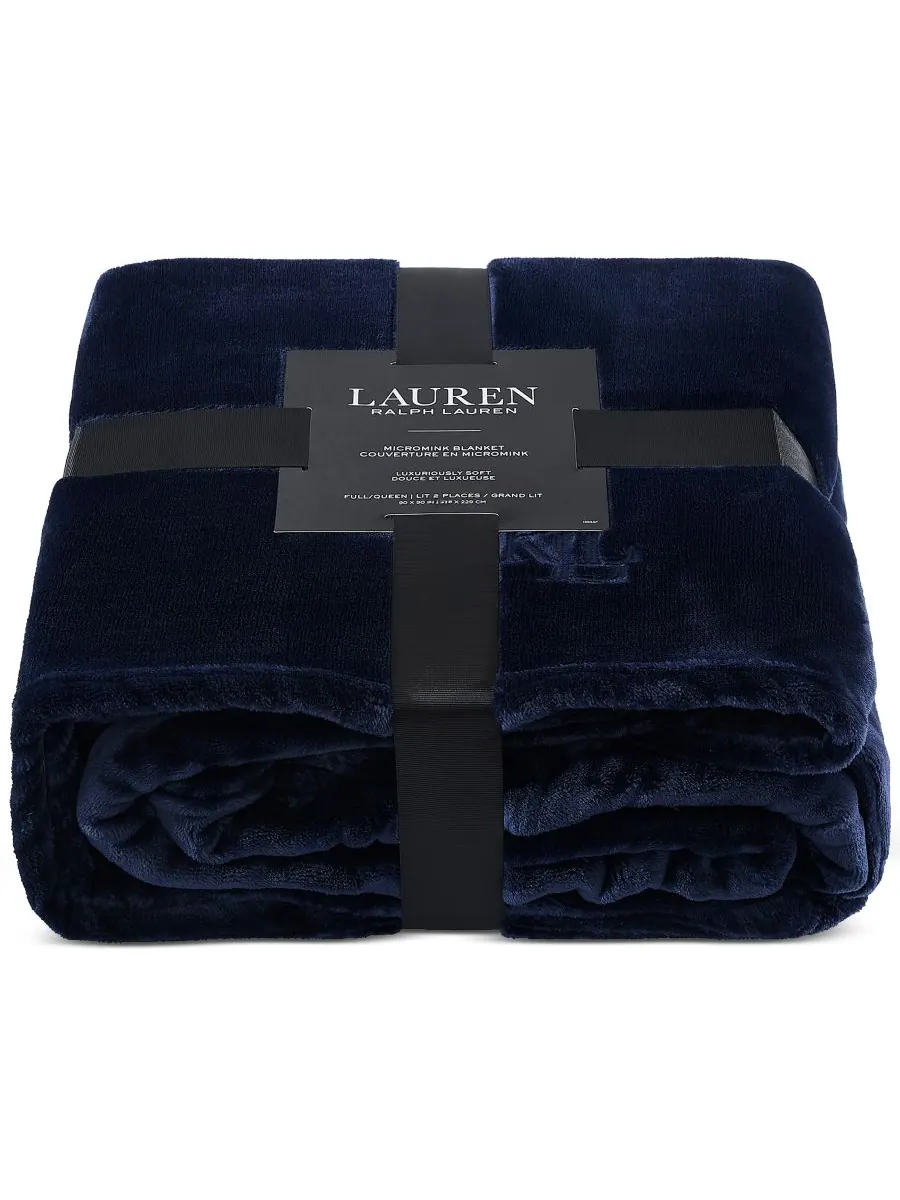 Плюшевое одеяло Micromink, размер Full/Queen Lauren Ralph Lauren — изображение 3 из 5, темно-синий
