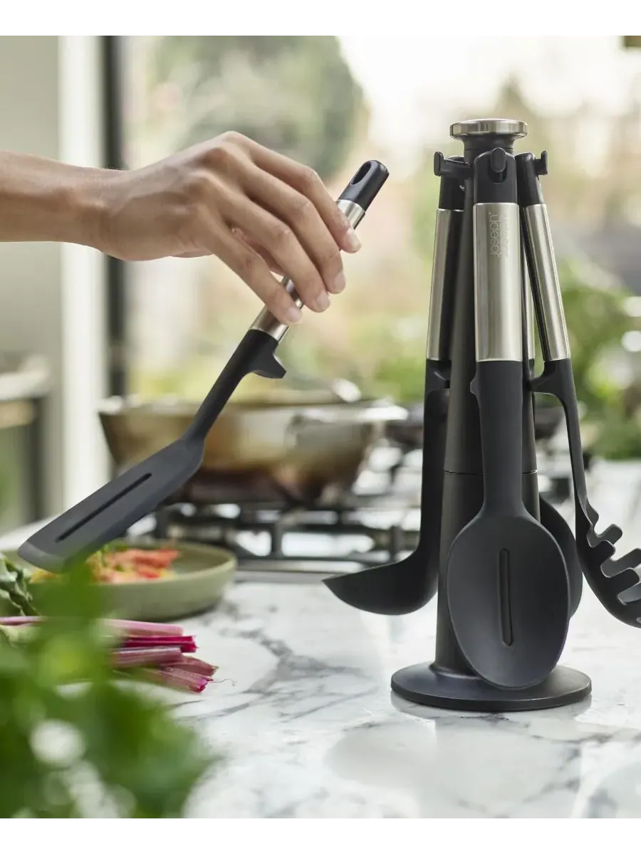 Набор кухонных принадлежностей Elevate Silicone Carousel из 5 предметов с вращающейся подставкой — изображение 3 из 10