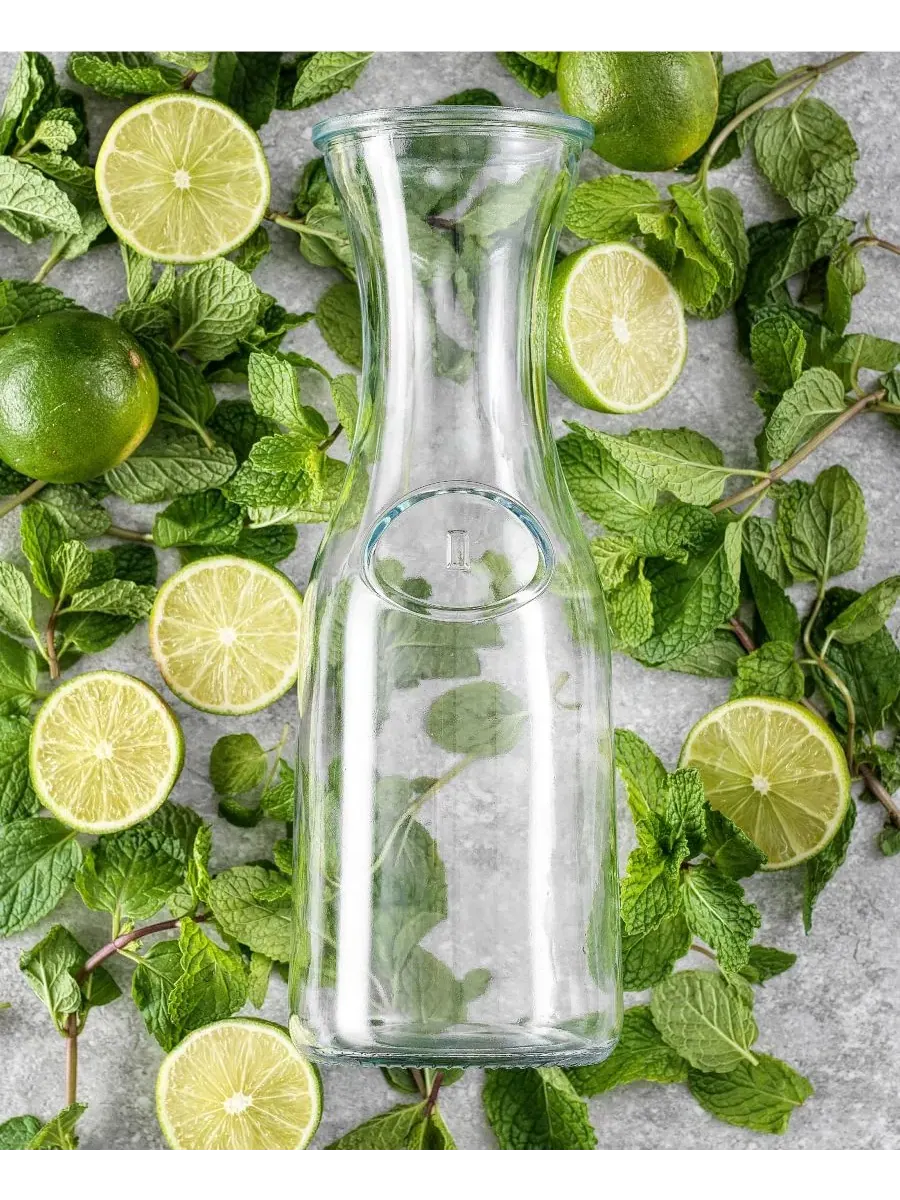 Набор из 4 графинов Hali Glass объемом 1,0 л (945 мл) с 8 крышками Joyjolt — изображение 2 из 4, прозрачный