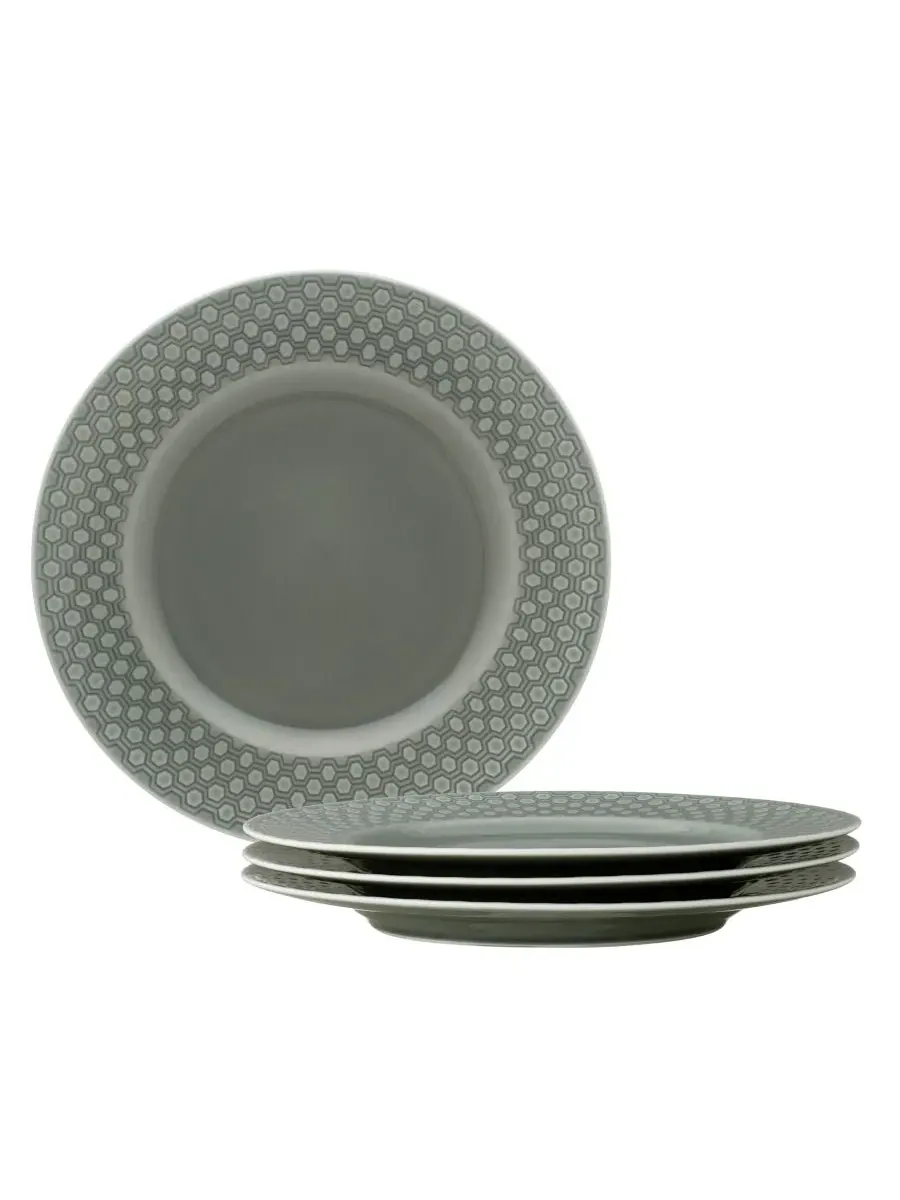 Набор из 4 тарелок Noritake Kikko, 20,9 см — изображение 1 из 4, серый