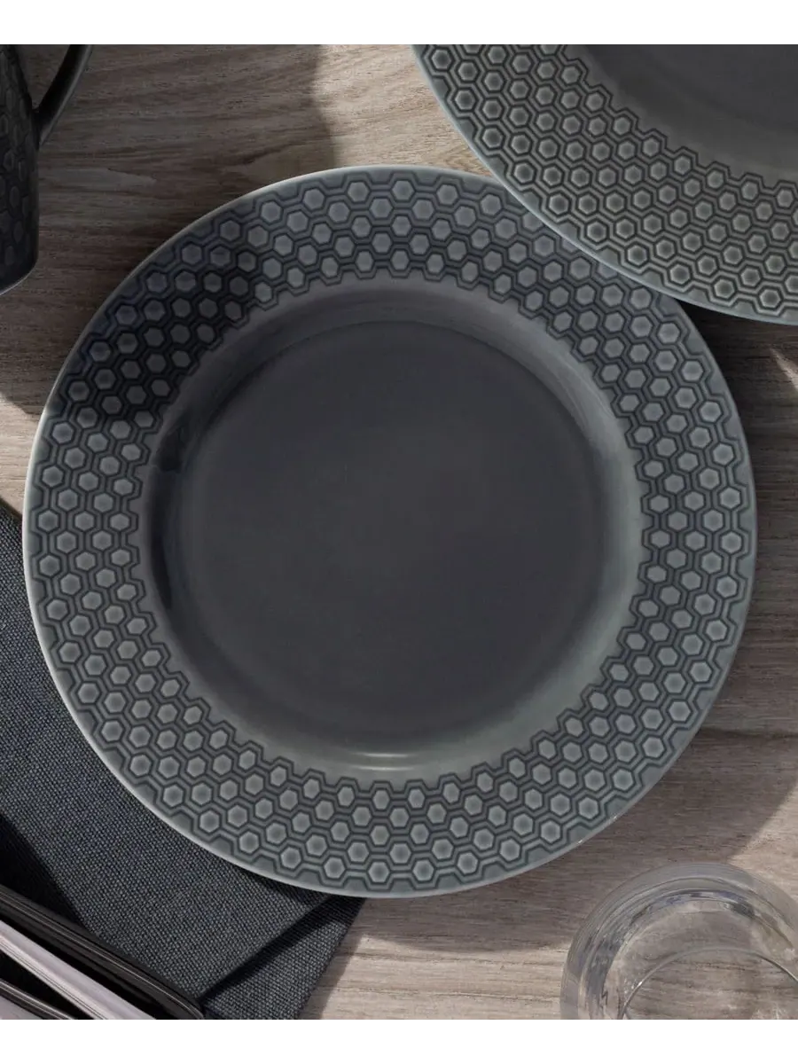 Набор из 4 тарелок Noritake Kikko, 20,9 см — изображение 4 из 4, серый