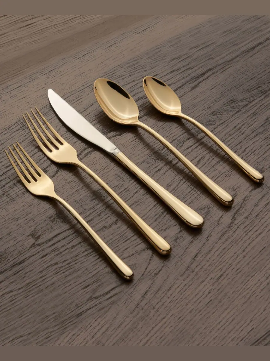 Cambridge Silversmiths Набор столовых приборов Samantha Gold Mirror из 20 предметов, на 4 персоны — изображение 2 из 4