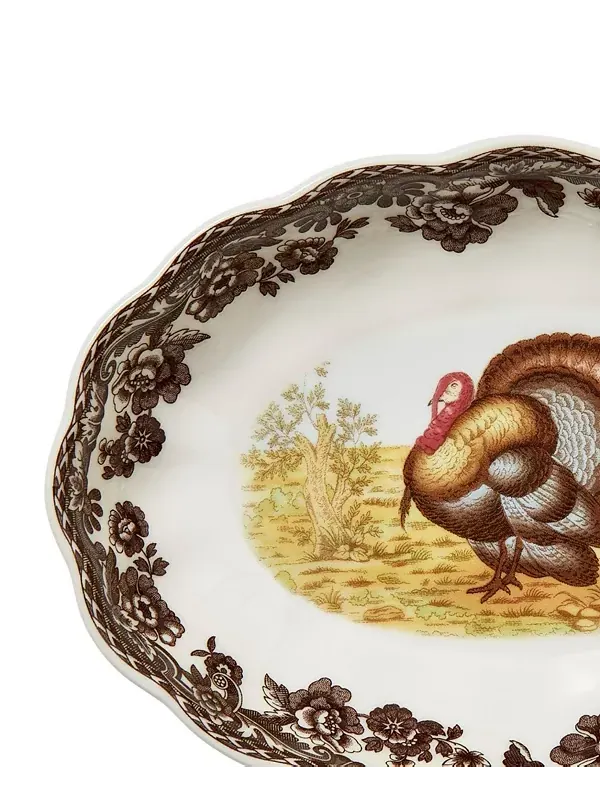 Овальное рифленое блюдо для индейки Woodland, набор из 2 шт. Spode — изображение 4 из 4, коричневый
