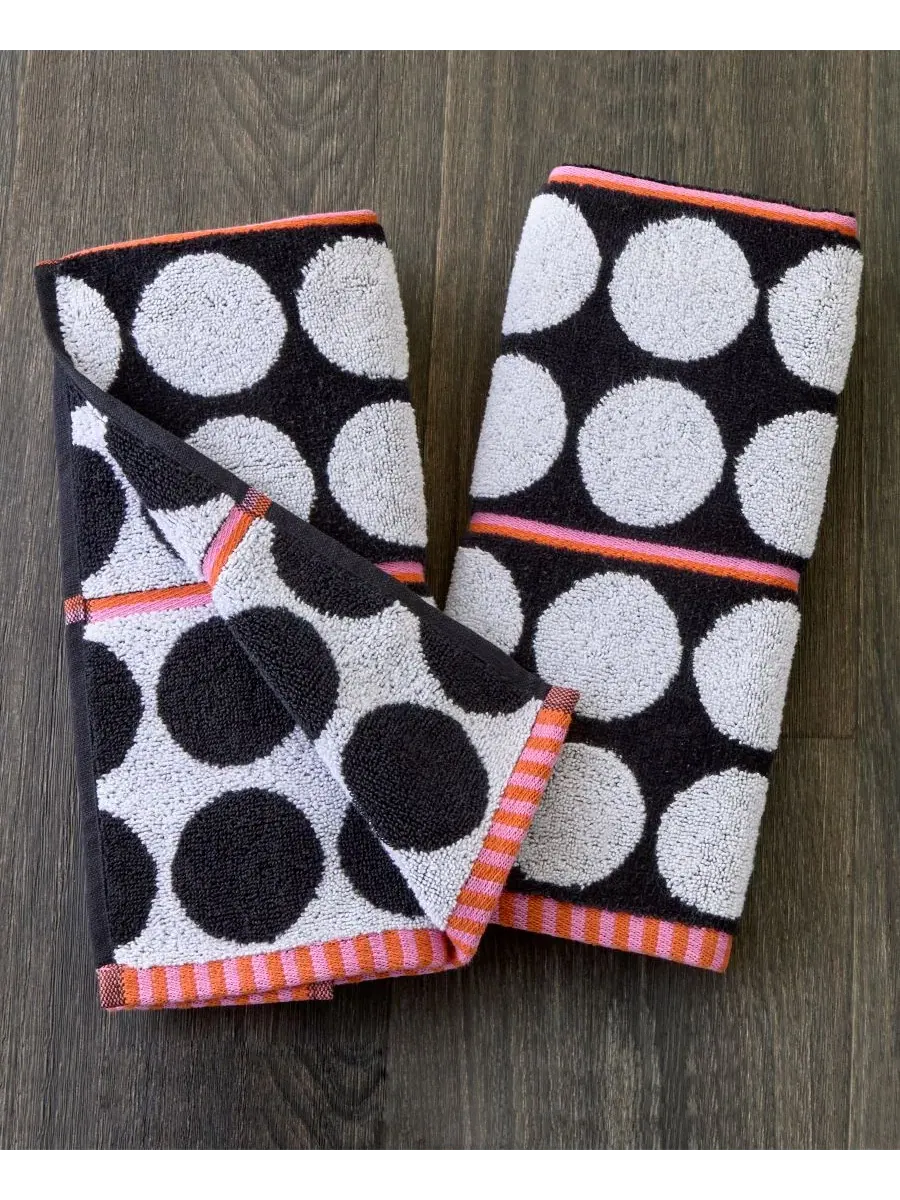 Набор из 2 полотенец для рук, махровое, с принтом в горошек, Polka Dot Grande Jacquard Curved SKL — изображение 2 из 6