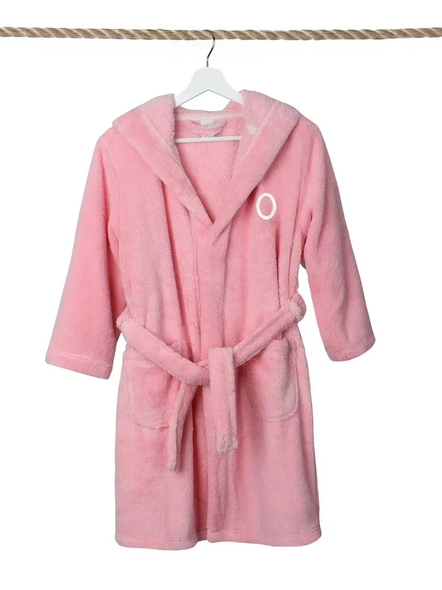 Детский халат с капюшоном Personalized Kids Super Plush Hooded Bathrobe Linum Home — изображение 2 из 2, розовый/белый