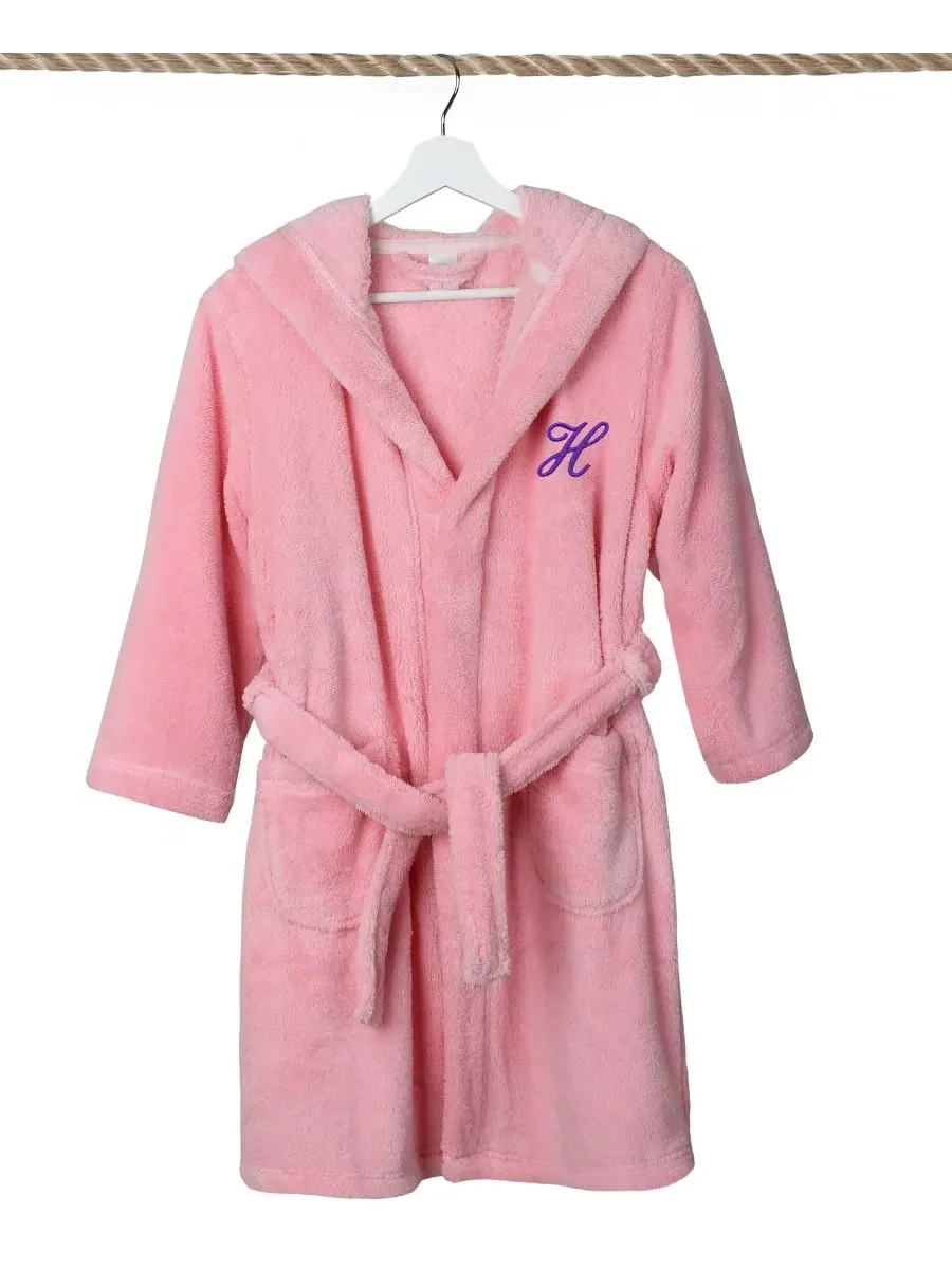 Детский халат из микрофибры с капюшоном, Personalized Kids Super Plush Hooded Bathrobe Linum Home — изображение 2 из 4