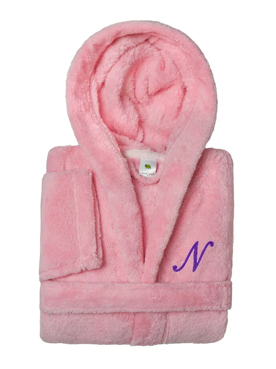 Детский махровый халат с капюшоном Linum Kids SUPER PLUSH Linum Home — изображение 1 из 4, розовый/фиолетовый