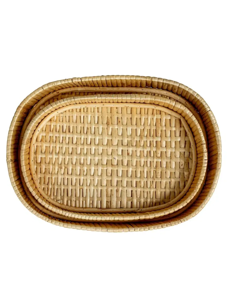 Набор из 2 овальных ивовых подносов, с приподнятыми краями Household Essentials — изображение 3 из 8, прозрачный