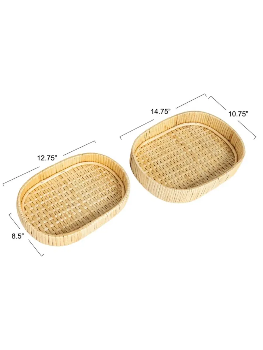 Набор из 2 овальных ивовых подносов, с приподнятыми краями Household Essentials — изображение 5 из 8, прозрачный