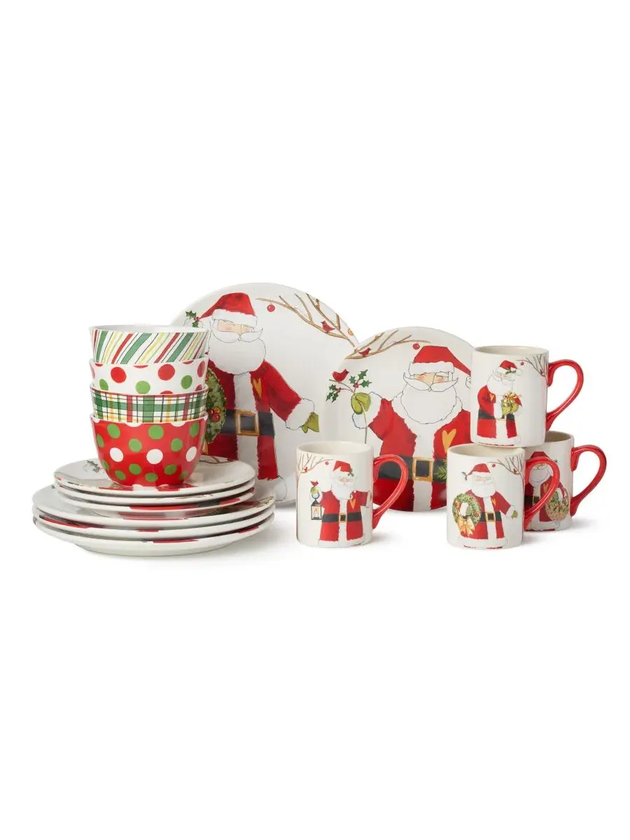 Набор столовых приборов на 4 персоны Santa Delight, 16 предметов, керамика Certified International — мульти