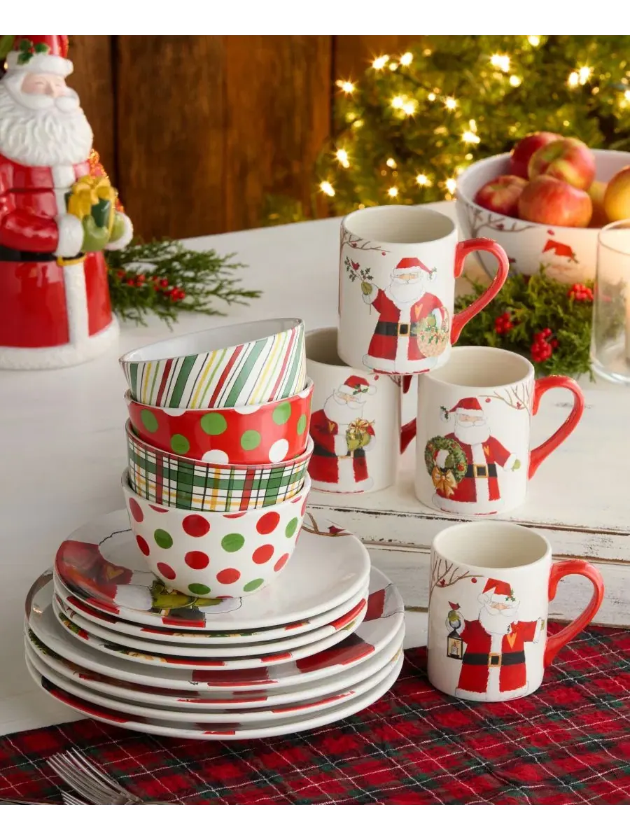 Набор столовых приборов на 4 персоны Santa Delight, 16 предметов, керамика Certified International — изображение 5 из 6