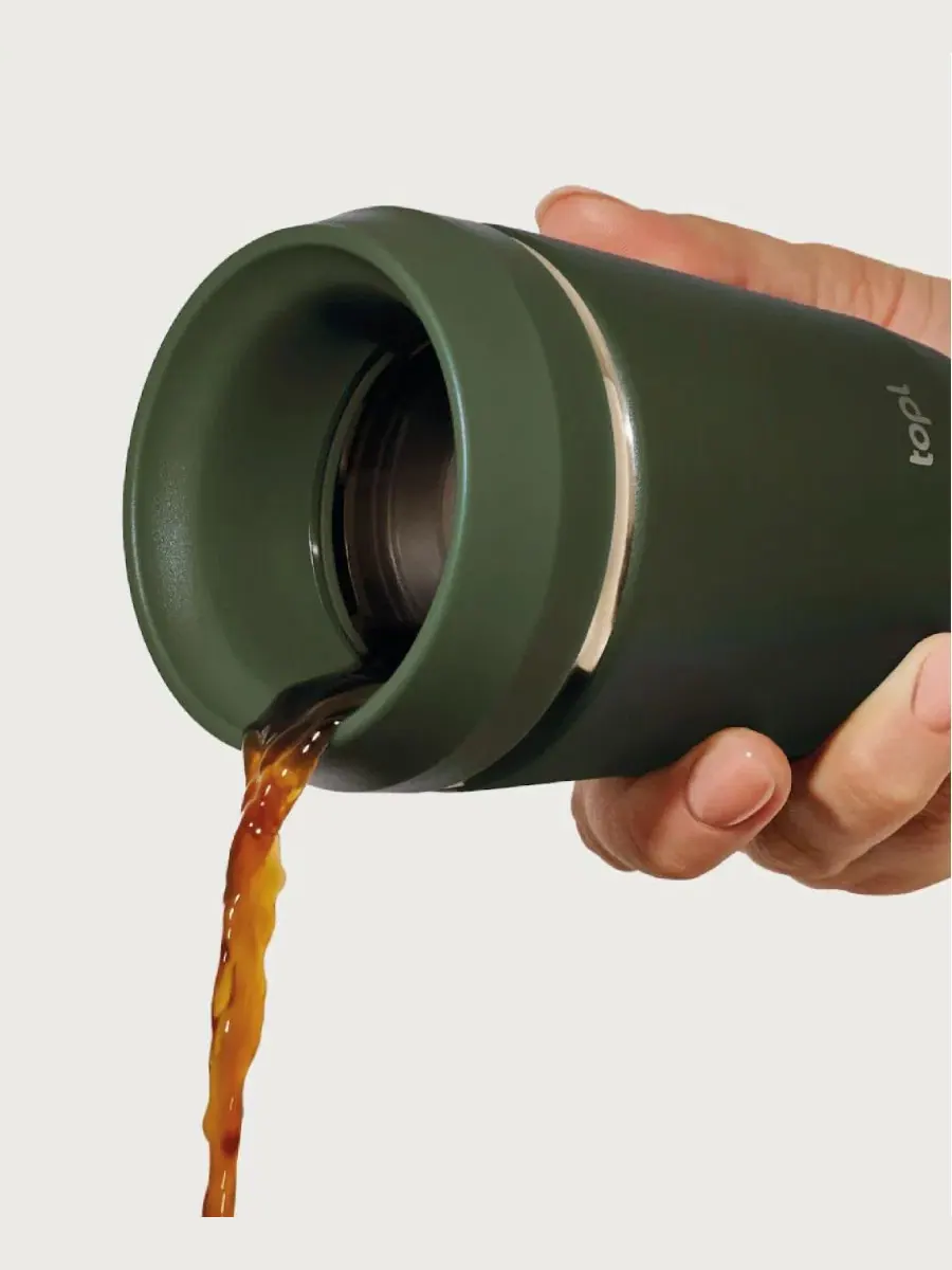 Термокружка дорожная 475 мл с крышкой 360°, To Go Travel Tumbler topl drinkware — изображение 3 из 3, оливковый