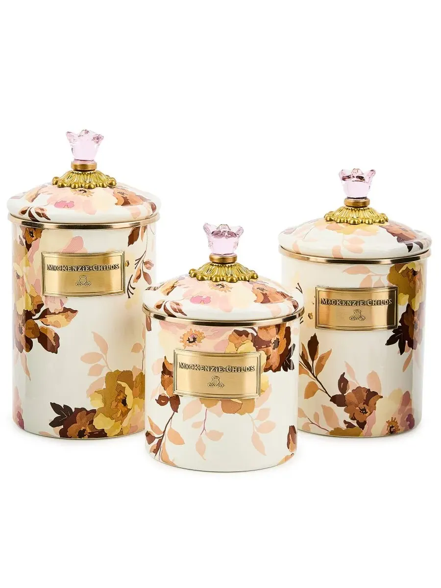Банка для сыпучих продуктов Wild Rose Medium Canister MacKenzie-Childs — изображение 2 из 6, белый