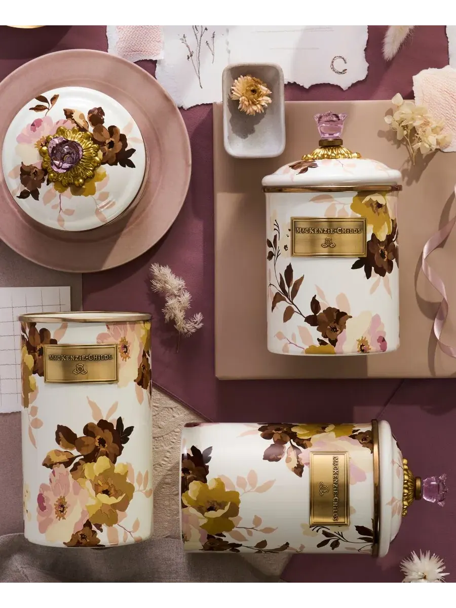 Банка для сыпучих продуктов Wild Rose Medium Canister MacKenzie-Childs — изображение 3 из 6, белый
