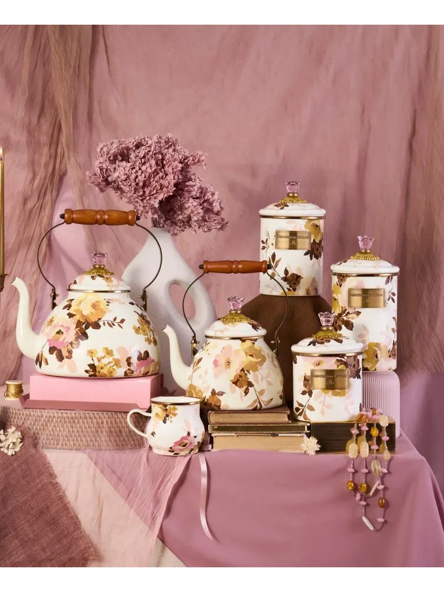 Банка для сыпучих продуктов Wild Rose Medium Canister MacKenzie-Childs — изображение 4 из 6, белый