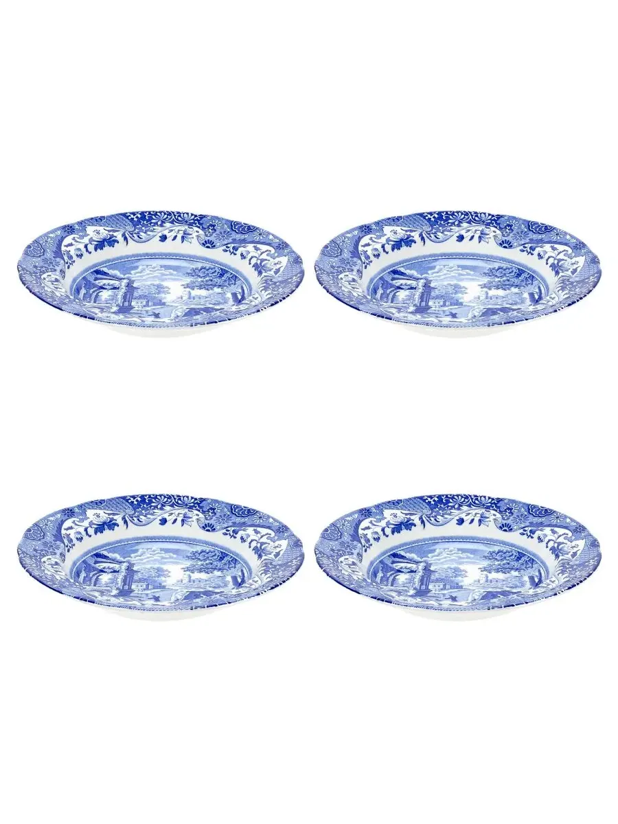 Набор из 4 суповых тарелок Blue Italian Rim Spode — синий