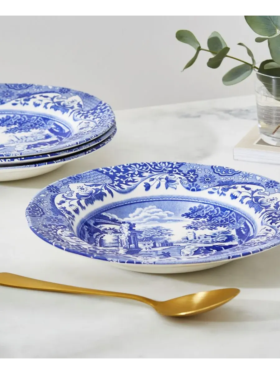 Набор из 4 суповых тарелок Blue Italian Rim Spode — изображение 5 из 7, синий