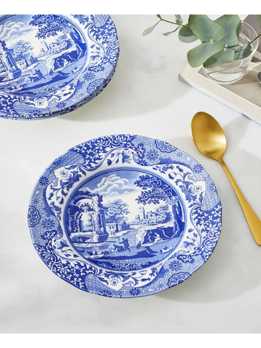 Набор из 4 суповых тарелок Blue Italian Rim Spode — изображение 6 из 7, синий
