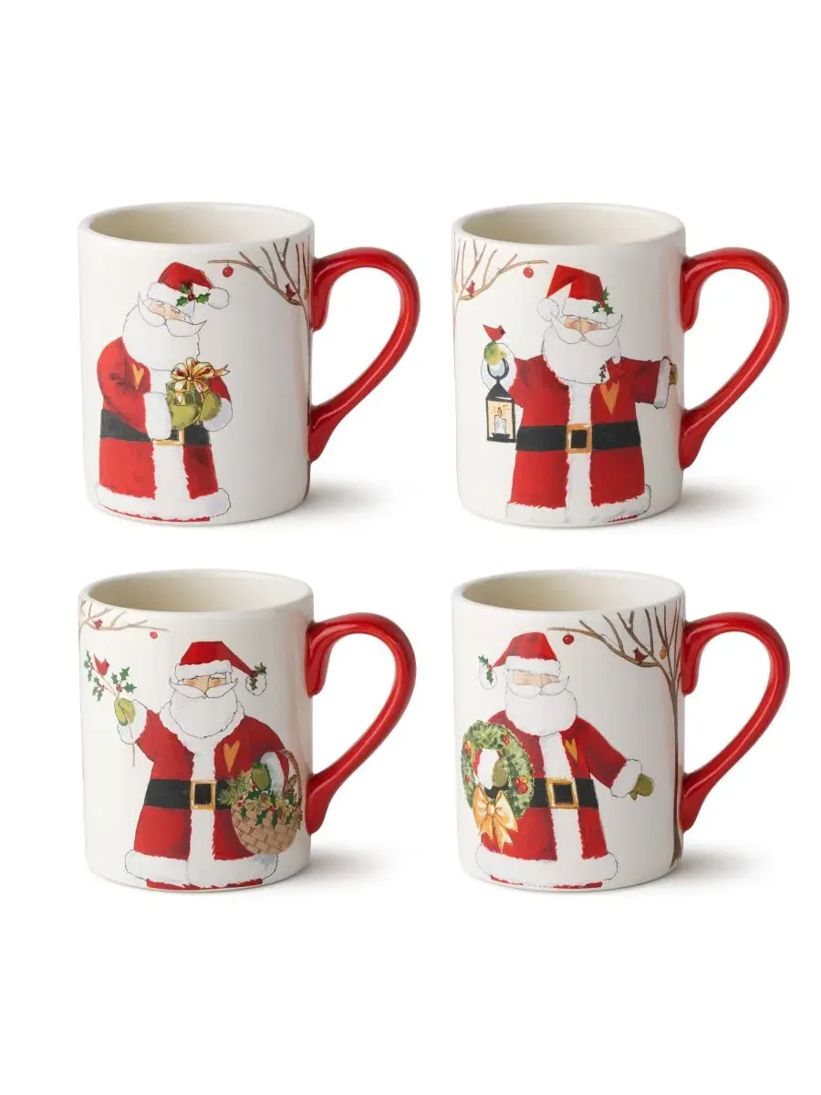 Набор из 4 керамических кружек Santa Delight Certified International, 16 унций — мульти