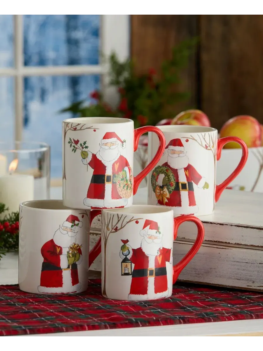 Набор из 4 керамических кружек Santa Delight Certified International, 16 унций — изображение 4 из 5, мульти