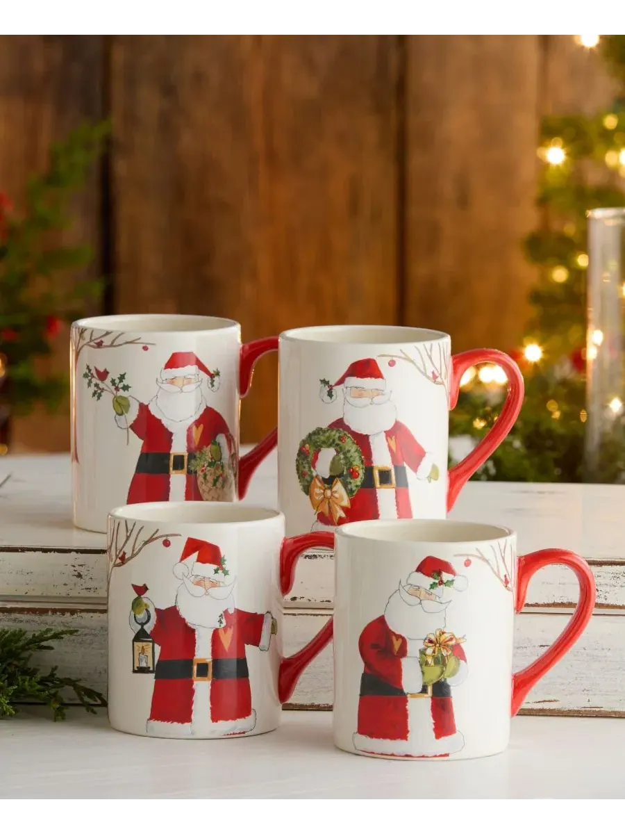Набор из 4 керамических кружек Santa Delight Certified International, 16 унций — изображение 5 из 5, мульти