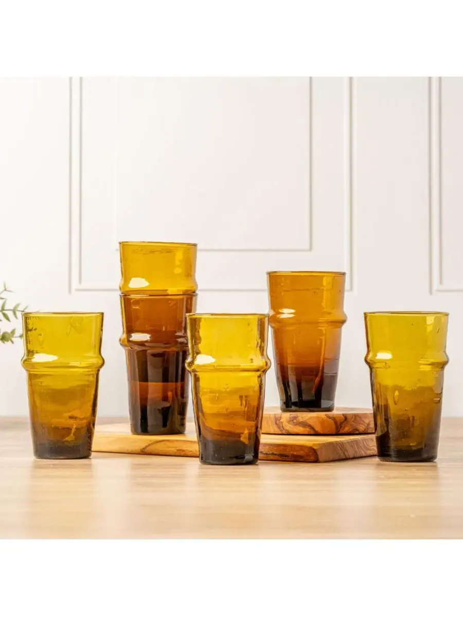 Набор из 6 стаканов Beldi Stacking Glass Verve Culture — изображение 2 из 3, коричневый