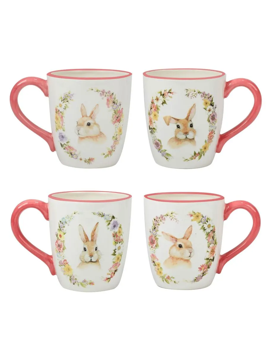 Набор из 4 кружек Easter Garden, диаметр 5,75 дюйма Certified International — розовый