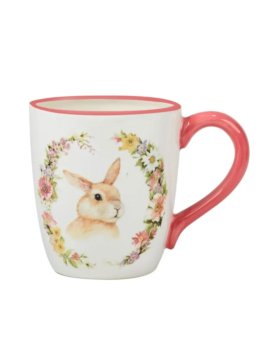 Набор из 4 кружек Easter Garden, диаметр 5,75 дюйма Certified International — изображение 5 из 5, белый розовый