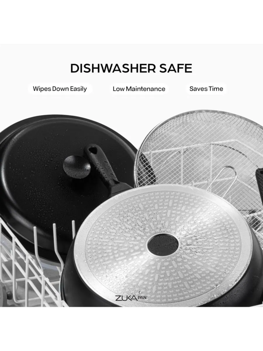 Многофункциональная керамическая сковорода Zuka Everyday Pan объемом 4,25 л с антипригарным — изображение 5 из 7, черный