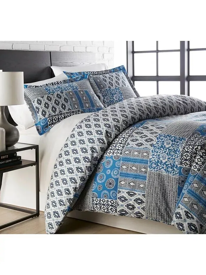 Комплекты ультрамягких пододеяльников Vilano Global Patchwork Southshore Fine Linens — изображение 1 из 1, синий