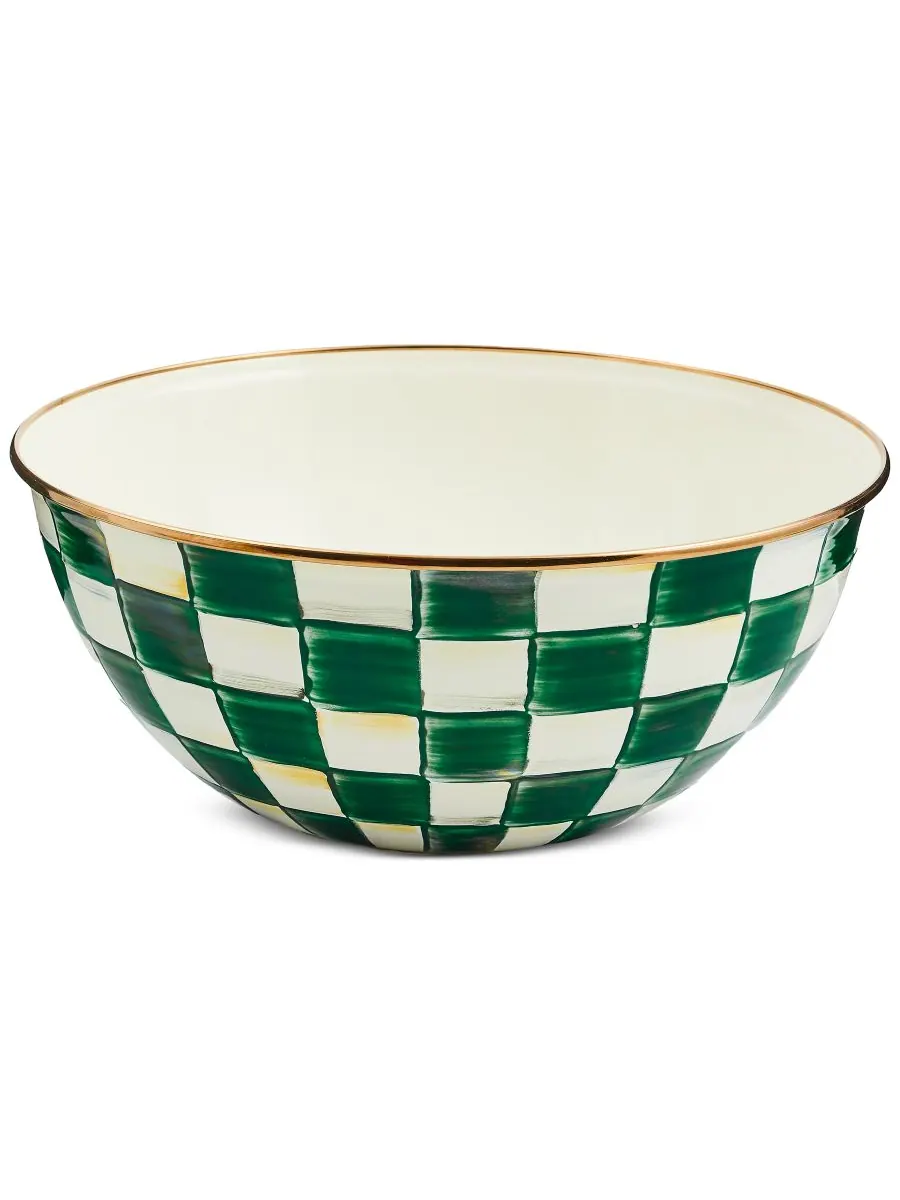 MacKenzie-Childs Большая повседневная миска Emerald Check, 128 унций — зеленый