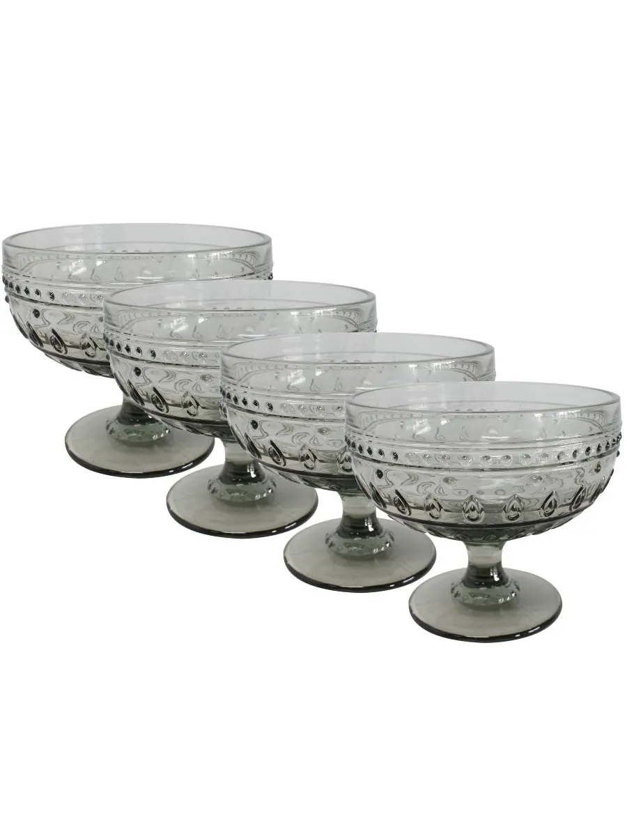 Набор из 4 вазонов-компот на ножках Fez Euro Ceramica — изображение 2 из 3, серый