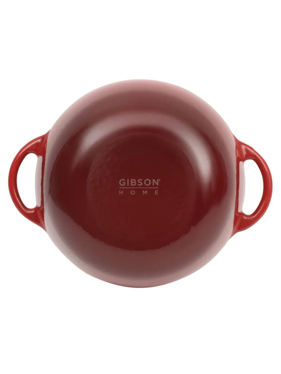 Чугунная эмалированная кастрюля Addlestone объемом 2,65 кварты с крышкой Gibson Home — изображение 8 из 10, красный