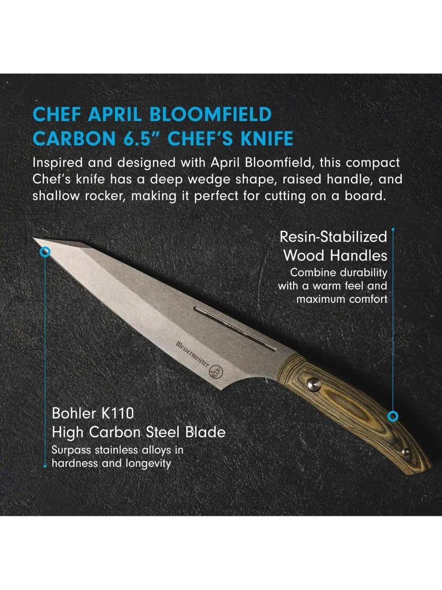 Поварской нож Carbon Chef April Bloomfield - 6,5 дюймов Messermeister — изображение 3 из 6, серебристый