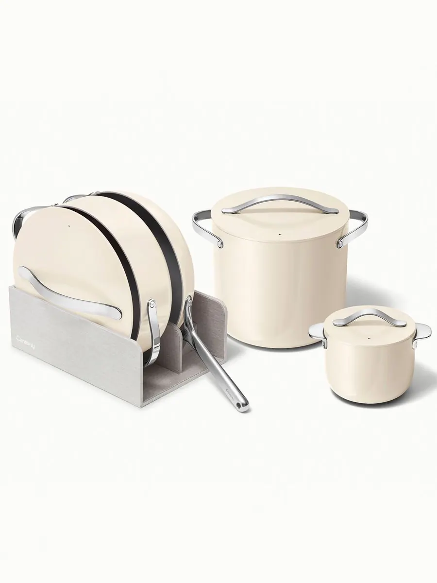 Набор посуды Cookware Plus с антипригарным покрытием, 8 предметов Caraway — изображение 2 из 5, бежевый