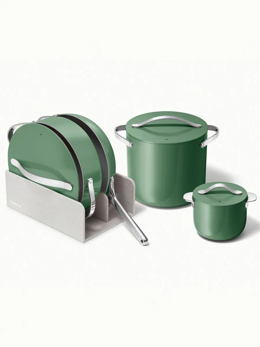 Набор посуды Cookware Plus с антипригарным покрытием, 8 предметов Caraway — изображение 2 из 5, шалфейный