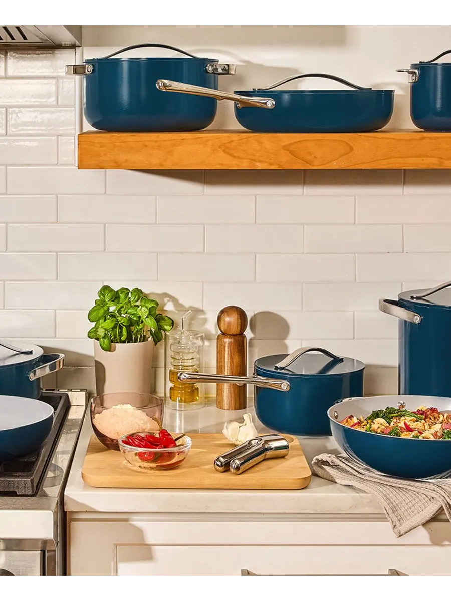 Набор посуды Cookware Plus с антипригарным покрытием, 8 предметов Caraway — изображение 3 из 5, шалфейный