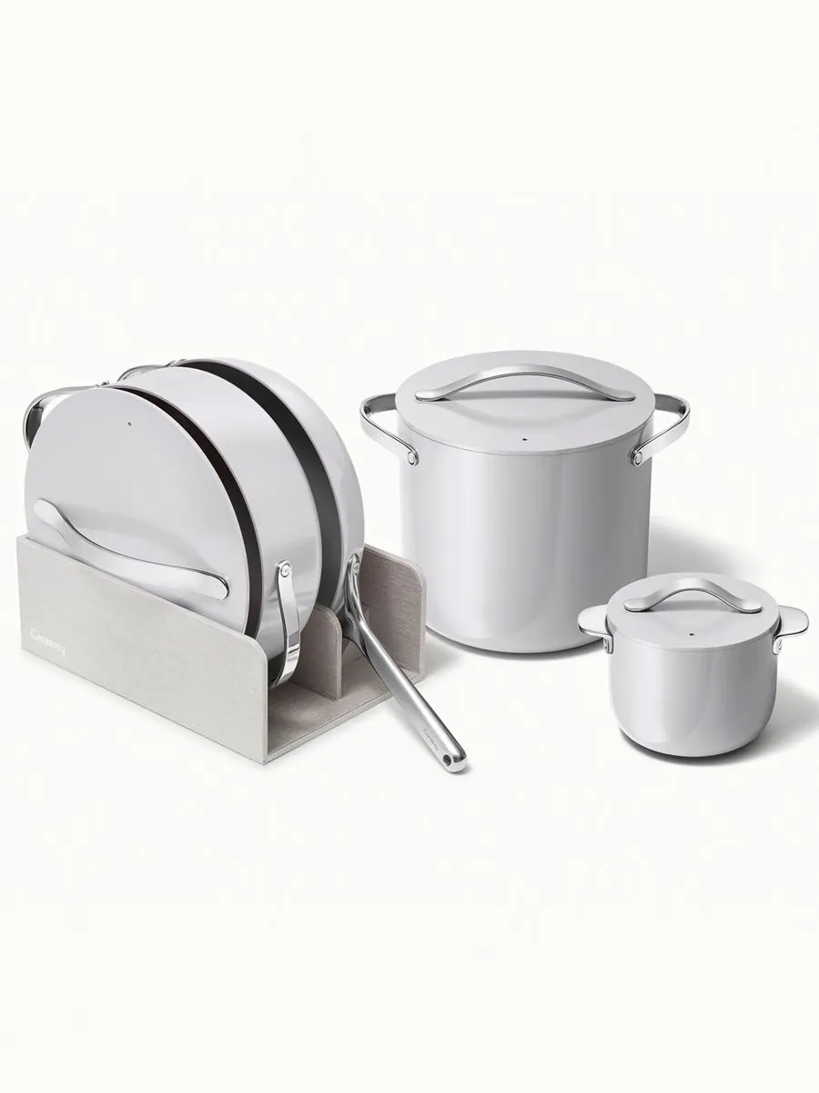 Набор посуды Cookware Plus с антипригарным покрытием, 8 предметов Caraway — изображение 2 из 4, серый