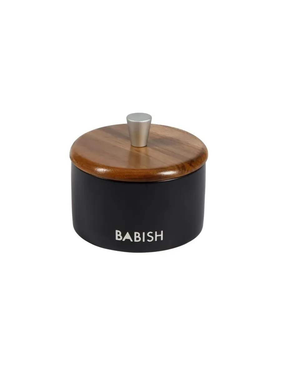 Керамическая солонка с деревянной крышкой - 10 x 9 см Babish — черный