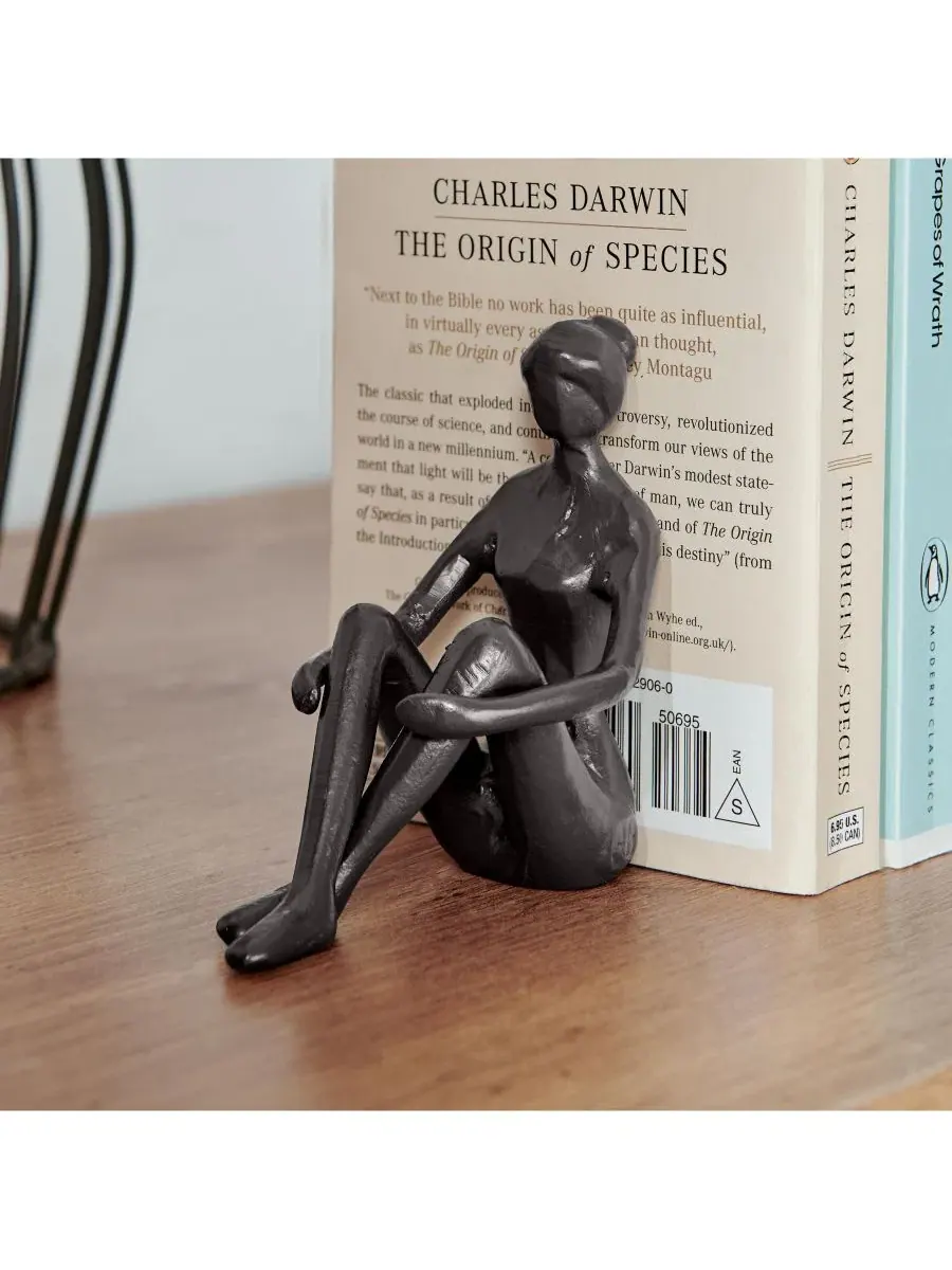 Абстрактная скульптура сидящей женщины, пара, набор из 2 подставок для книг Danya B — изображение 4 из 8, коричневый
