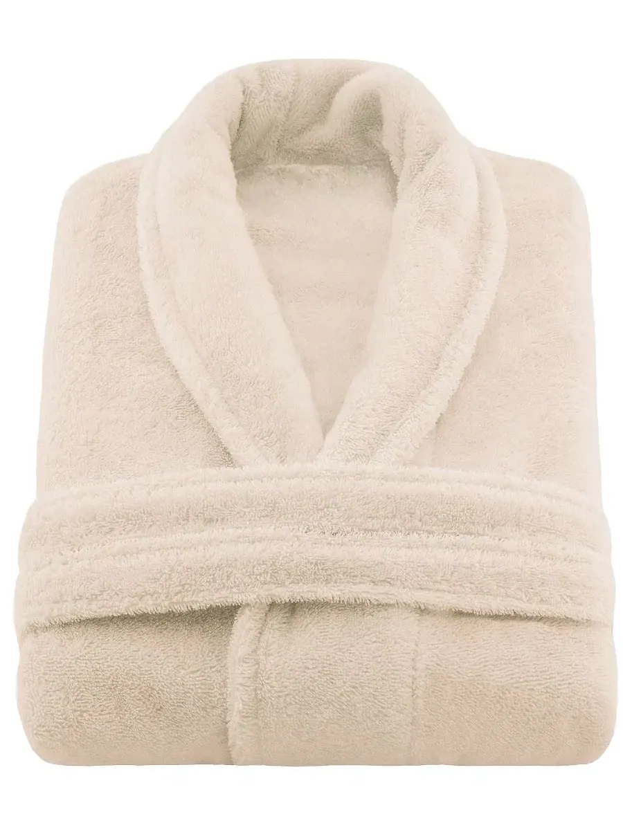Махровый халат с шалевым воротником American Soft Linen — изображение 3 из 6, бежевый