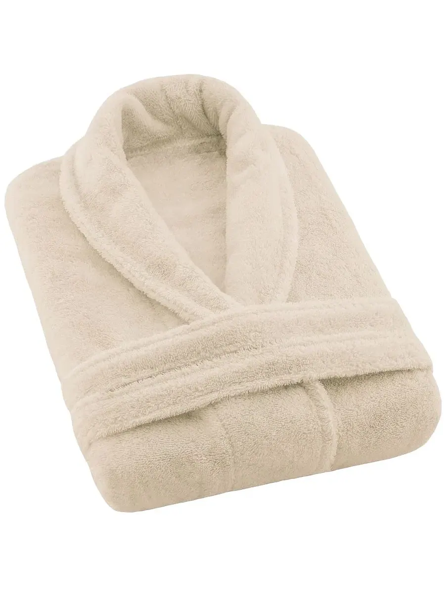 Махровый халат с шалевым воротником American Soft Linen — изображение 6 из 6, бежевый