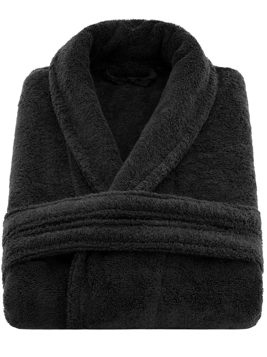 Халат махровый с шалевым воротником American Soft Linen — изображение 3 из 6, черный