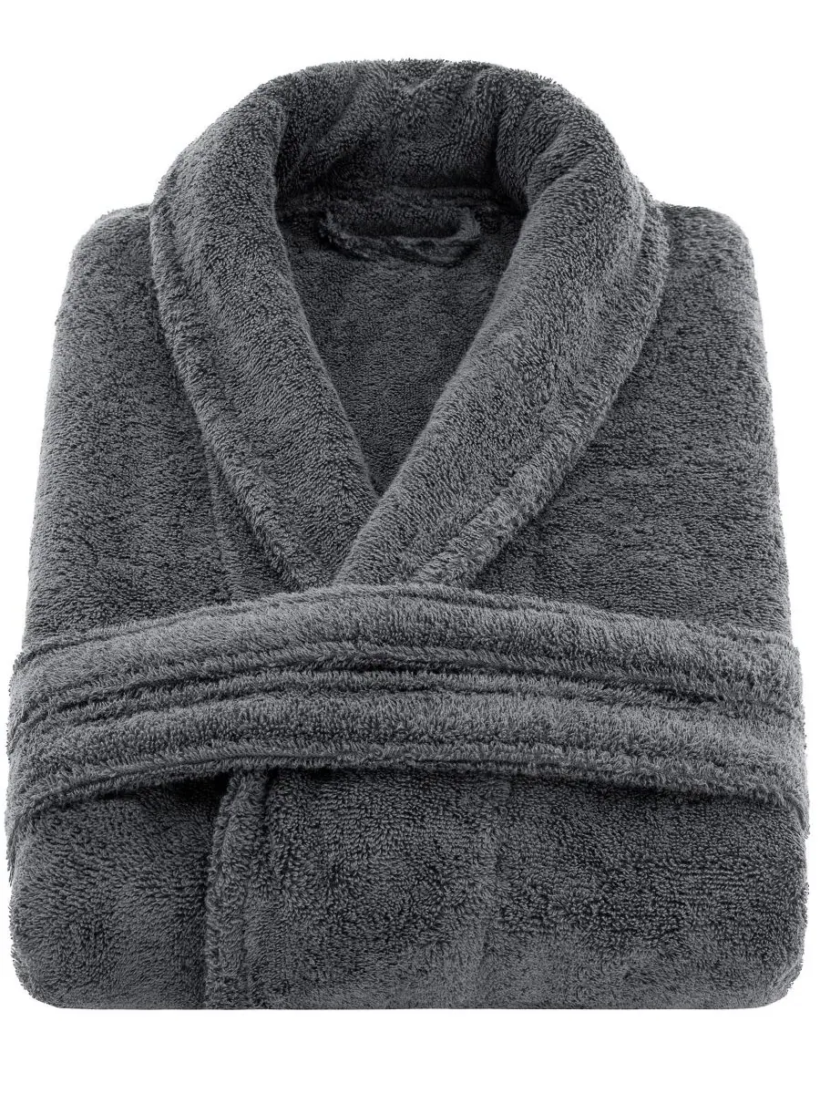 Халат махровый с шалевым воротником American Soft Linen — изображение 3 из 6, темный серый