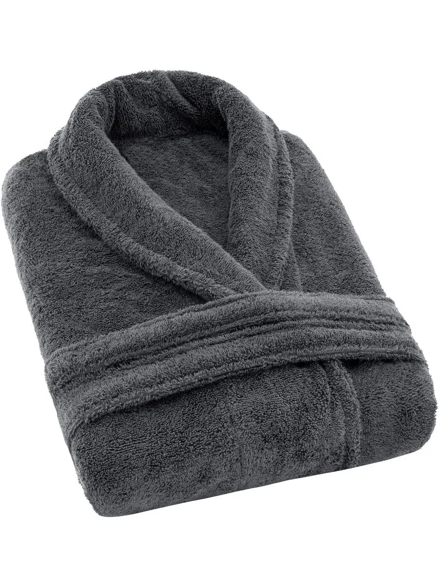 Халат махровый с шалевым воротником American Soft Linen — изображение 6 из 6, темный серый