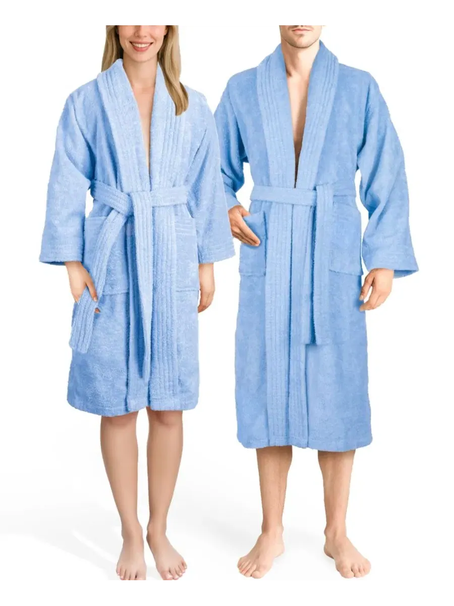 Халат махровый с шалевым воротником American Soft Linen — изображение 1 из 5, синий