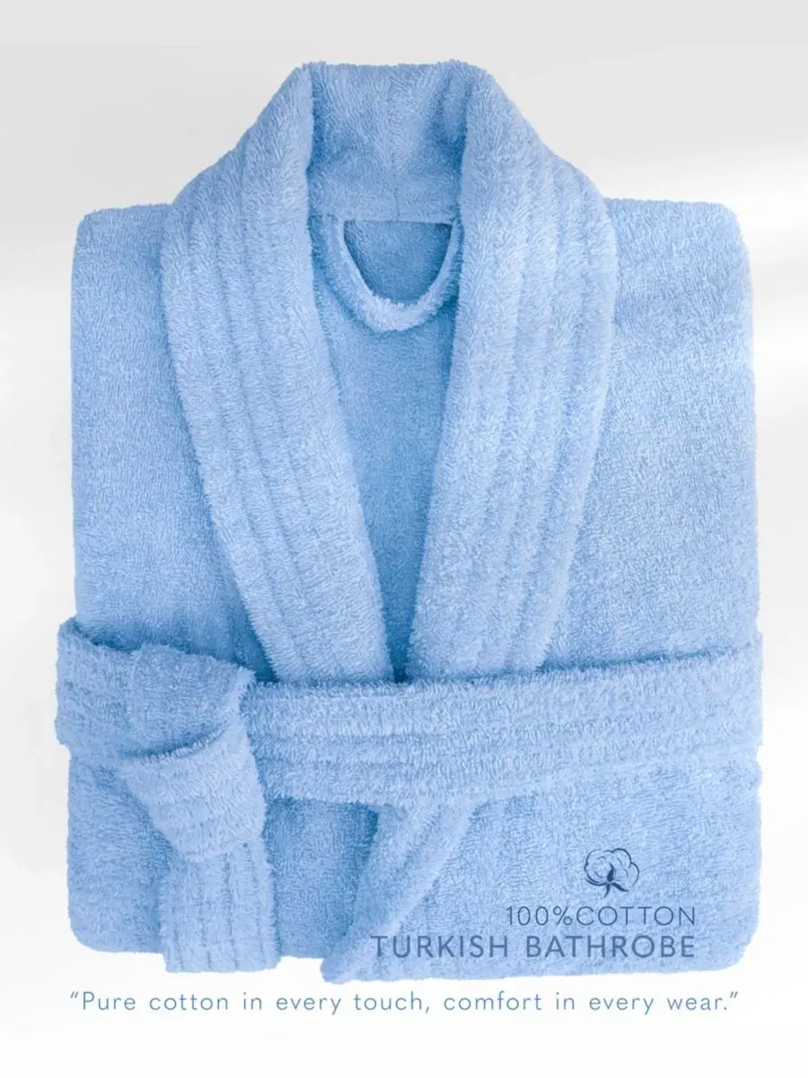 Халат махровый с шалевым воротником American Soft Linen — изображение 2 из 5, синий