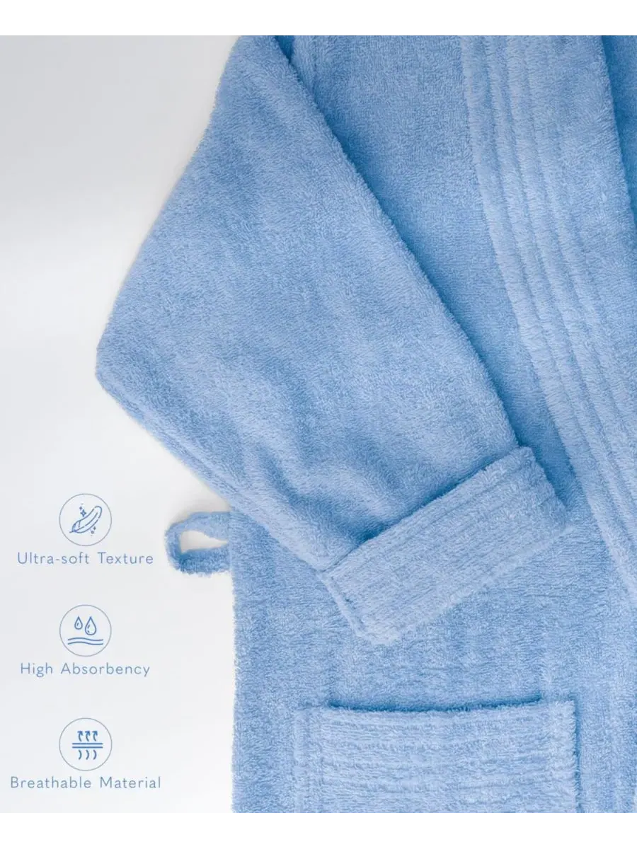 Халат махровый с шалевым воротником American Soft Linen — изображение 4 из 5, синий
